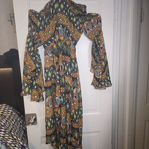 Ashley Stewart Multicolor Strapless Geometric Maxi Dress